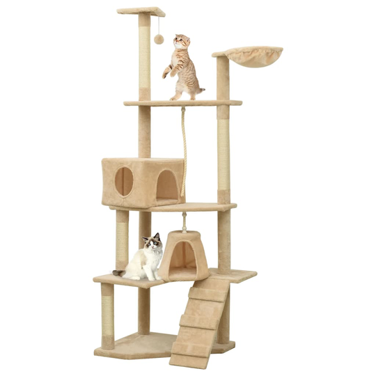 vidaXL Kissan kiipeilypuu sisal- raapimispylväillä beige 191 cm
