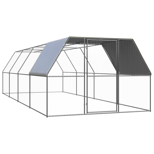 vidaXL Ulkotilan kanahäkki 3x8x2 m galvanoitu teräs