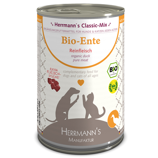 Herrmanns Pure Meat -säästöpakkaus 12 x 400 g - luomuankka