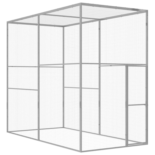 vidaXL Kissahäkki 3x1,5x2,5 m galvanoitu teräs