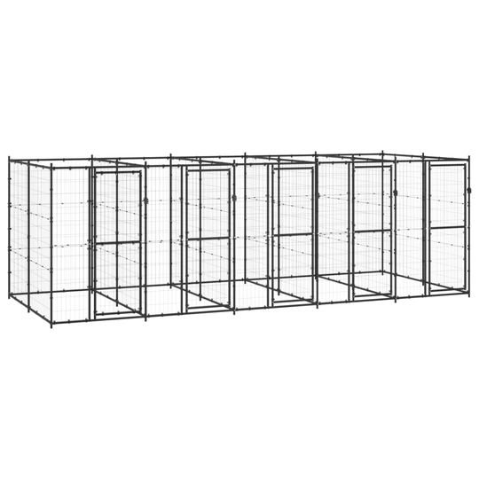 vidaXL Koiran ulkohäkki teräs 12,1 m²