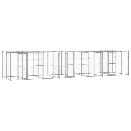 vidaXL Koiran ulkohäkki katolla galvanoitu teräs 19,36 m²