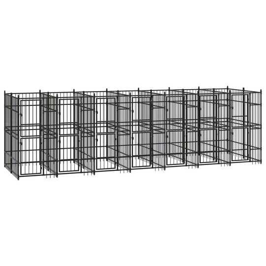 vidaXL Koiran ulkohäkki teräs 12,9 m²
