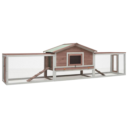 vidaXL Kaninkoppi mokka 310x70x87 cm täysi mänty ja kuusi