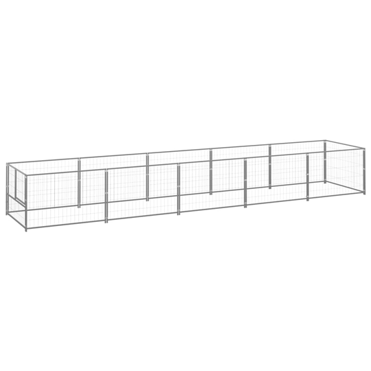 vidaXL Koiranhäkki hopea 5 m² teräs