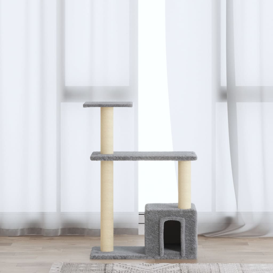 vidaXL Kissan kiipeilypuu sisal- raapimispylväillä vaaleanharmaa 70 cm