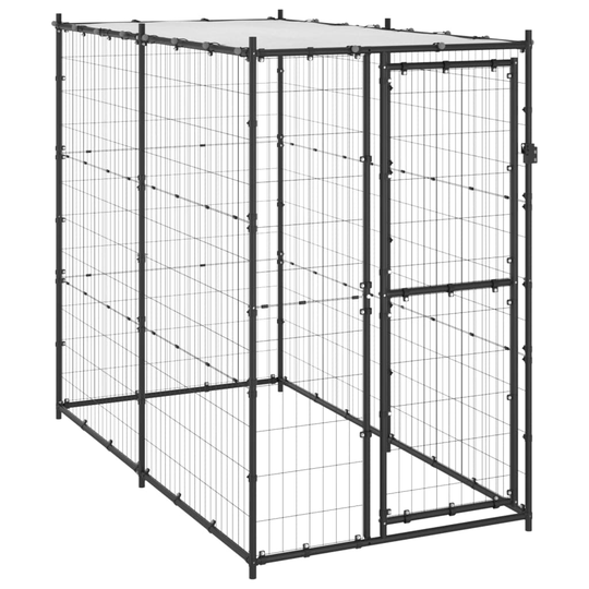 vidaXL Koiran ulkohäkki katolla teräs 110x220x180 cm