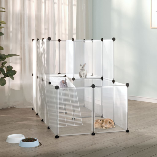 vidaXL Pieneläinhäkki läpinäkyvä 142x74x93 cm PP ja teräs