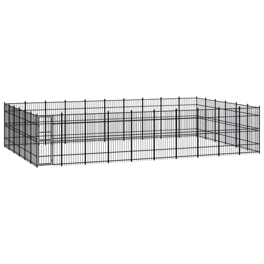 vidaXL Koiran ulkohäkki teräs 55,3 m²