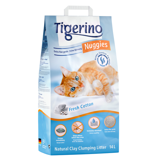 Tigerino Nuggies kissanhiekka 2 x 14 l erikoishintaan! - Ultra, puuvillankukantuoksuinen