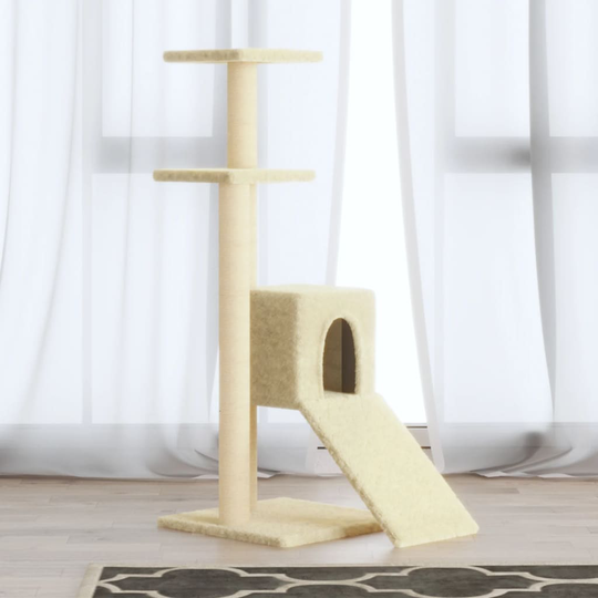 vidaXL Kissan kiipeilypuu sisal- raapimispylväillä kerma 92 cm