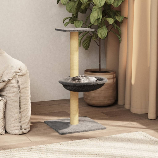 vidaXL Kissan kiipeilypuu sisal- raapimispylväällä vaaleanharmaa 74 cm