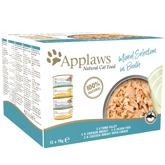 Applaws Adult -purkkilajitelmat 24 x 70 g - Mixed Selection in Broth