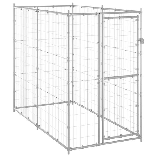 vidaXL Koiran ulkohäkki galvanoitu teräs 110x220x180 cm
