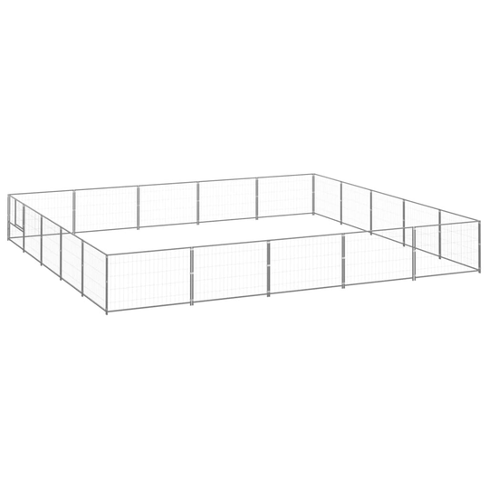 vidaXL Koiranhäkki hopea 25 m² teräs