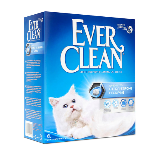 Ever Clean® Extra Strong -kissanhiekka, paakkuuntuva - hajustamaton - 6 l