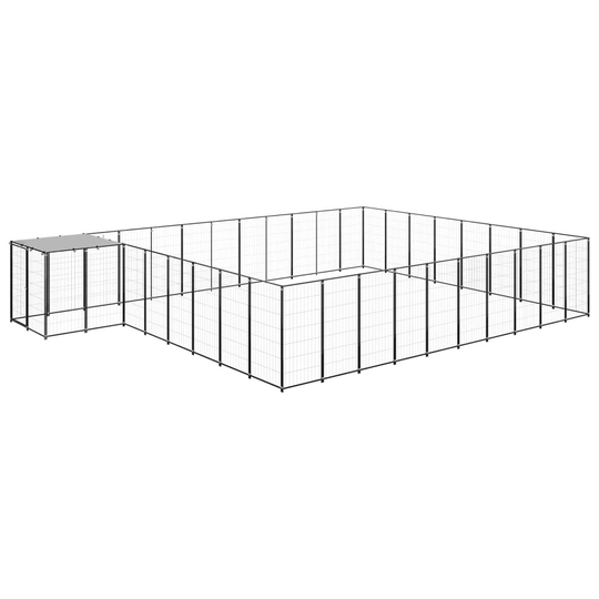 vidaXL Koiranhäkki musta 25,41 m² teräs