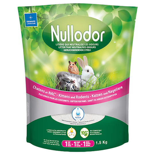 Nullodor-silikaattikuivike kissoille ja pieneläimille - 1,5 kg