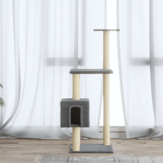 vidaXL Kissan kiipeilypuu sisal- raapimispylväillä vaaleanharmaa 104cm