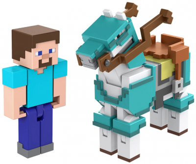 Minecraft Steve- ja Armored Horse -figuurit 2 kpl
