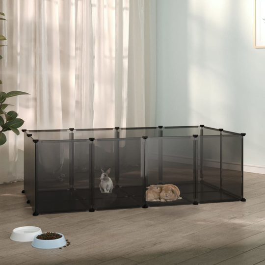 vidaXL Pieneläinhäkki musta 144x74x46,5 cm PP ja teräs