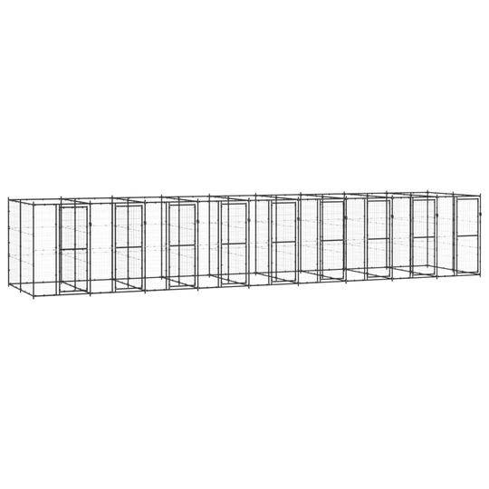 vidaXL Koiran ulkohäkki teräs 21,78 m²