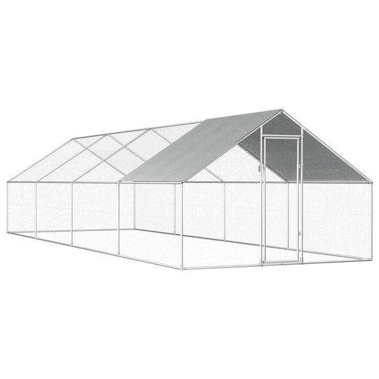 vidaXL Ulkotilan kanahäkki galvanoitu teräs 2,75x8x1,92 m