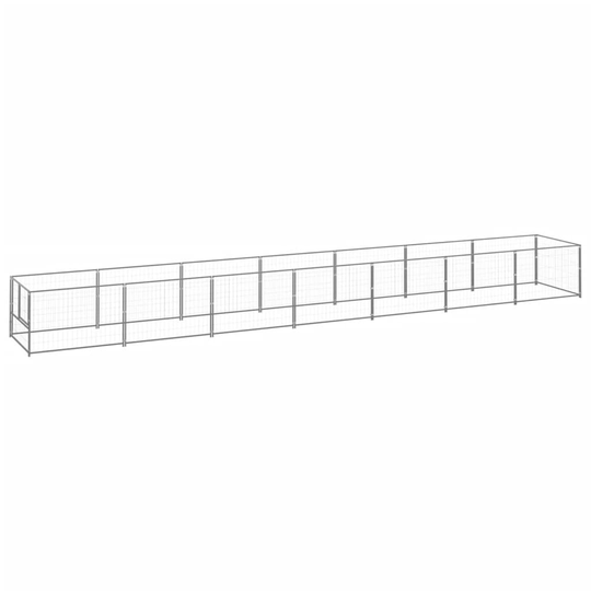 vidaXL Koiranhäkki hopea 7 m² teräs
