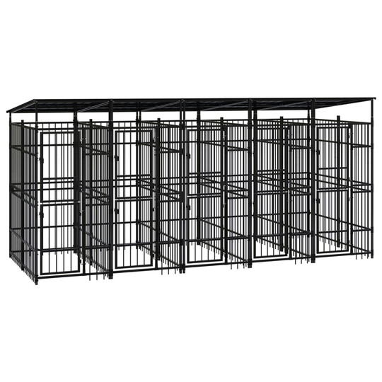 vidaXL Koiran ulkohäkki katolla teräs 9,22 m²