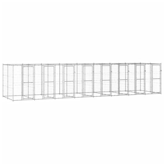 vidaXL Koiran ulkohäkki galvanoitu teräs 19,36 m²