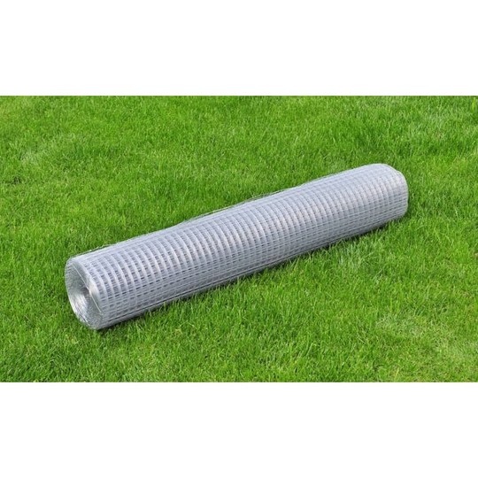 vidaXL Kanaverkko galvanoitu teräs 25x1 m hopea