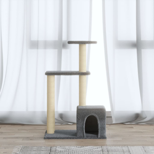vidaXL Kissan kiipeilypuu sisal- raapimispylväillä vaaleanharmaa 71 cm