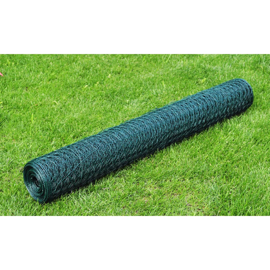 vidaXL Kanaverkko galvanoitu PVC pinnoitteella 25x1 m vihreä