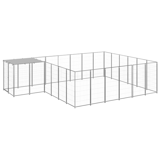 vidaXL Koiranhäkki hopea 12,1 m² teräs