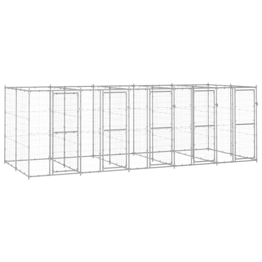 vidaXL Koiran ulkohäkki galvanoitu teräs 12,1 m²