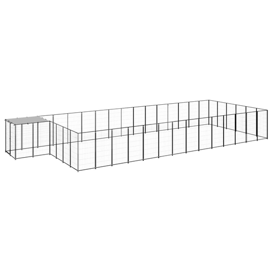 vidaXL Koiranhäkki musta 26,62 m² teräs