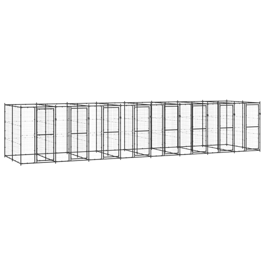 vidaXL Koiran ulkohäkki teräs 19,36 m²
