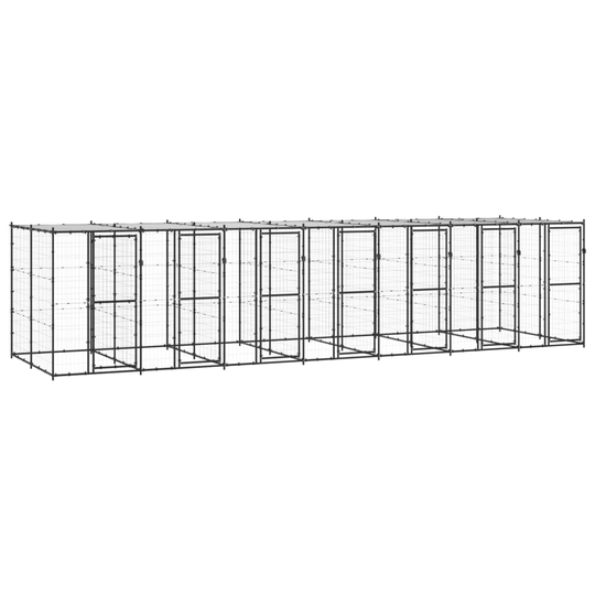 vidaXL Koiran ulkohäkki katolla teräs 16,94 m²