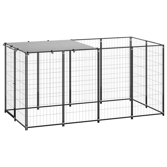 vidaXL Koiranhäkki musta 2,42 m² teräs