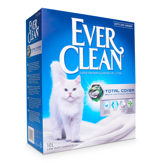 Ever Clean® Total Cover -kissanhiekka, paakkuuntuva - hajustamaton - 10 l