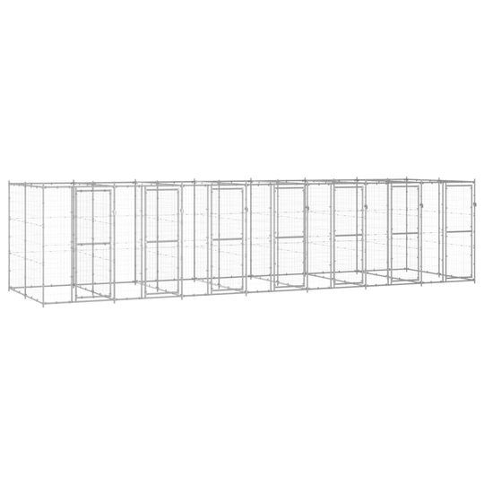 vidaXL Koiran ulkohäkki galvanoitu teräs 16,94 m²