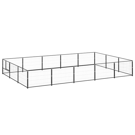 vidaXL Koiranhäkki musta 15 m² teräs