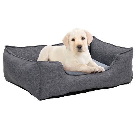 vidaXL Koiran peti harmaa 110,5x80,5x26 cm pellavatyyli fleece