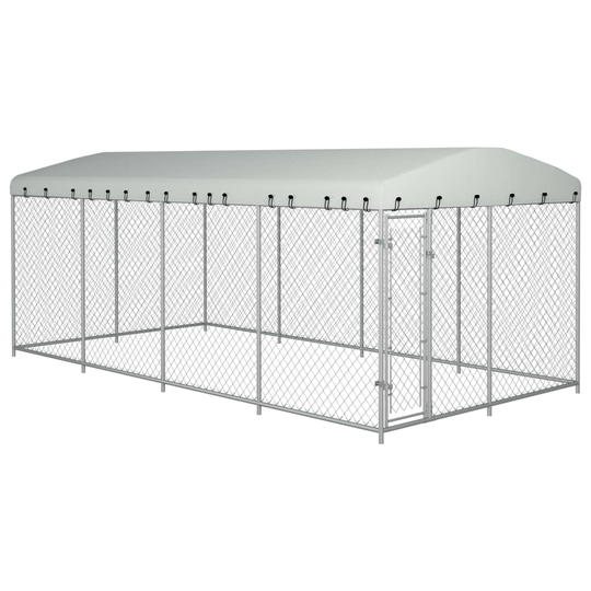 vidaXL Koiran ulkohäkki katoksella 8x4x2,3 m