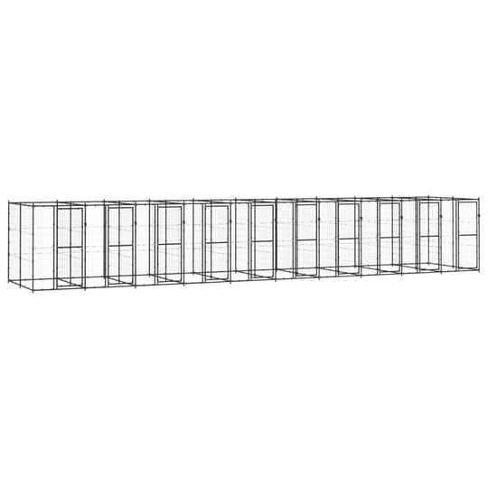 vidaXL Koiran ulkohäkki teräs 24,2 m²