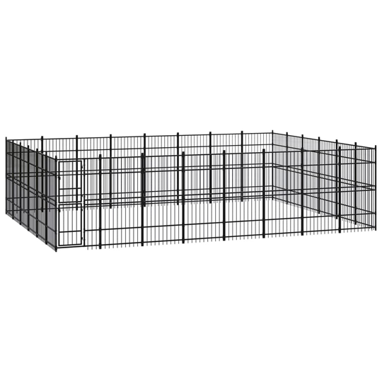 vidaXL Koiran ulkohäkki teräs 44,24 m²