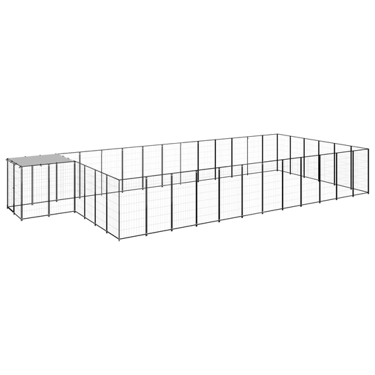 vidaXL Koiranhäkki musta 22,99 m² teräs