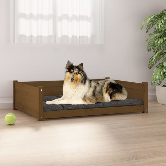 vidaXL Koiransänky hunajanruskea 95,5x65,5x28 cm täysi mänty