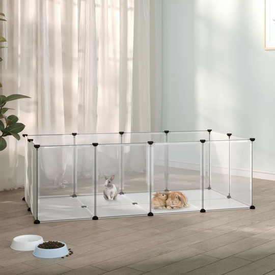 vidaXL Pieneläinhäkki läpinäkyvä 144x74x46,5 cm PP ja teräs