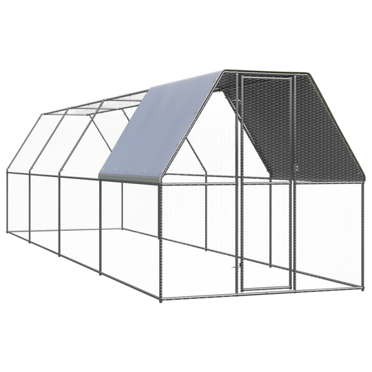 vidaXL Ulkotilan kanahäkki 2x8x2 m galvanoitu teräs